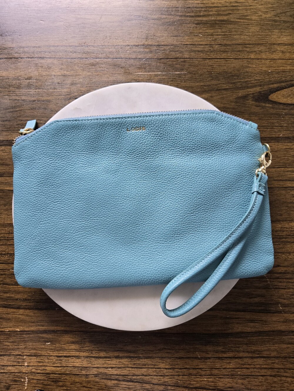 Lodis Aqua Leather Wristlet